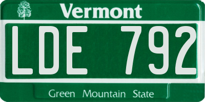 VT license plate LDE792