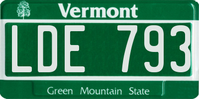 VT license plate LDE793