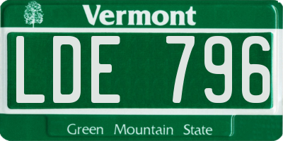 VT license plate LDE796
