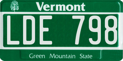 VT license plate LDE798