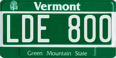 VT license plate LDE800