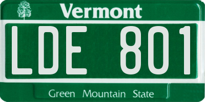 VT license plate LDE801