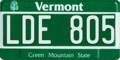 VT license plate LDE805