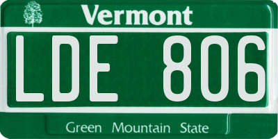 VT license plate LDE806