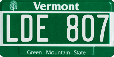 VT license plate LDE807