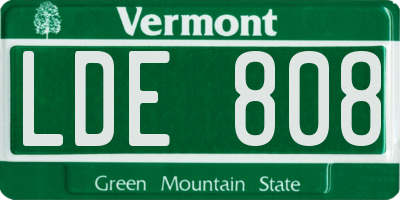 VT license plate LDE808
