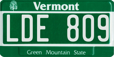 VT license plate LDE809
