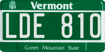 VT license plate LDE810