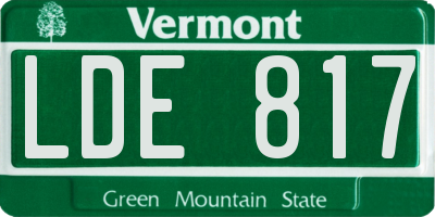VT license plate LDE817