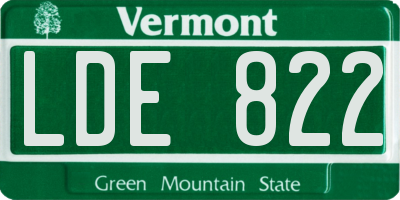VT license plate LDE822