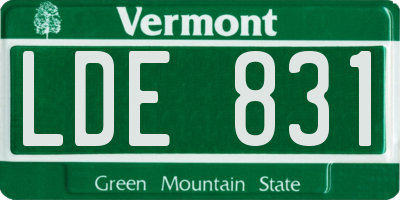 VT license plate LDE831