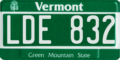 VT license plate LDE832