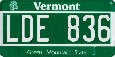 VT license plate LDE836