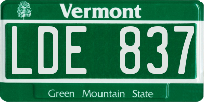 VT license plate LDE837