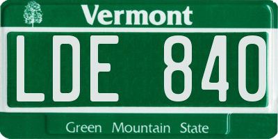 VT license plate LDE840