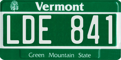 VT license plate LDE841