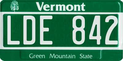 VT license plate LDE842