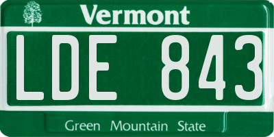 VT license plate LDE843