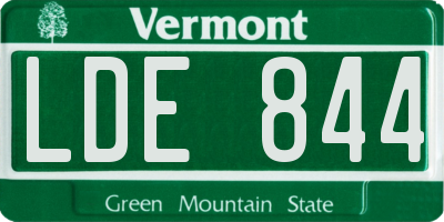 VT license plate LDE844