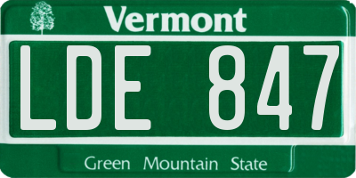 VT license plate LDE847