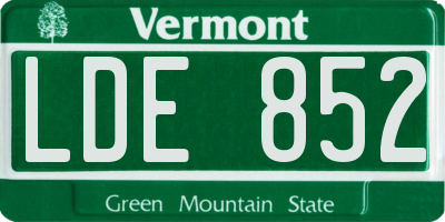 VT license plate LDE852