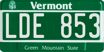 VT license plate LDE853