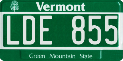 VT license plate LDE855