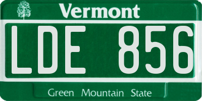 VT license plate LDE856
