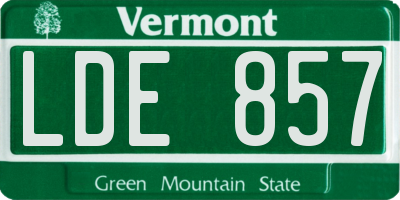 VT license plate LDE857