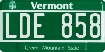 VT license plate LDE858