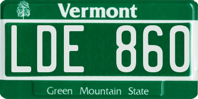 VT license plate LDE860