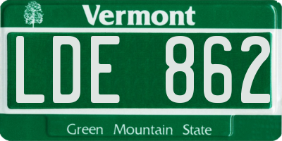 VT license plate LDE862