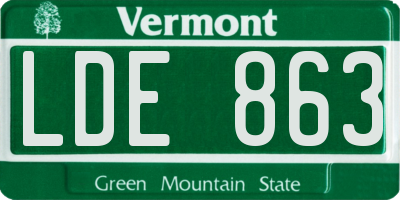 VT license plate LDE863