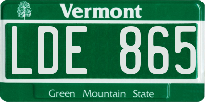 VT license plate LDE865