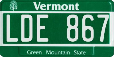VT license plate LDE867