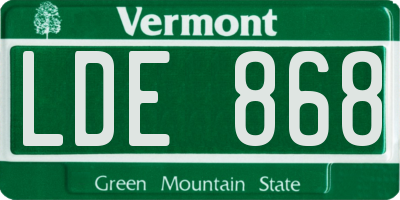 VT license plate LDE868