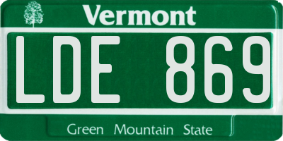 VT license plate LDE869