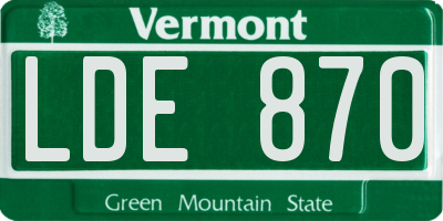 VT license plate LDE870
