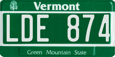 VT license plate LDE874