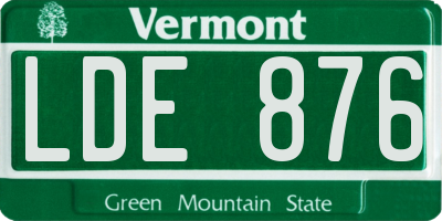 VT license plate LDE876