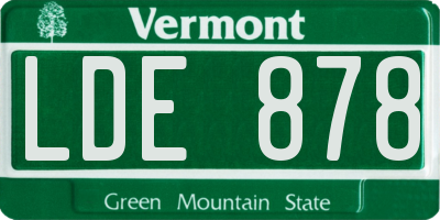 VT license plate LDE878