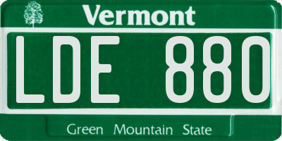 VT license plate LDE880