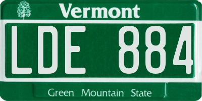 VT license plate LDE884