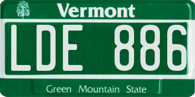 VT license plate LDE886