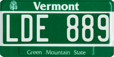 VT license plate LDE889