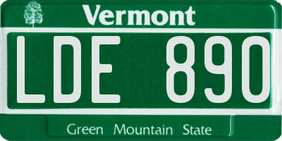VT license plate LDE890