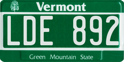 VT license plate LDE892