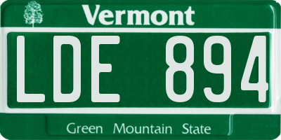 VT license plate LDE894
