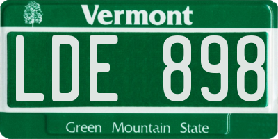VT license plate LDE898