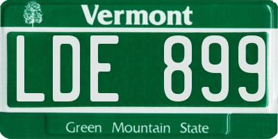 VT license plate LDE899